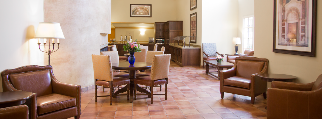 The lobby at The Inn at UCLA.